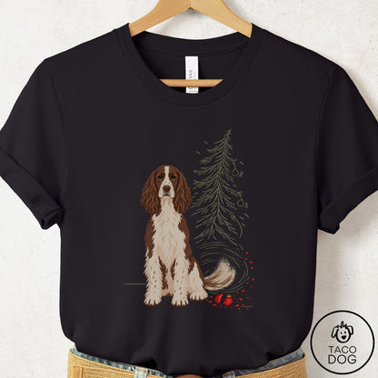 Springer Spaniel Christmas Joy T-Shirt Black Taco-Dog