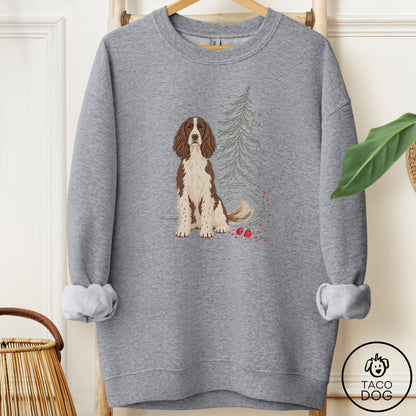 Springer Spaniel Christmas Joy Sweatshirt Graphite Heather Taco-Dog