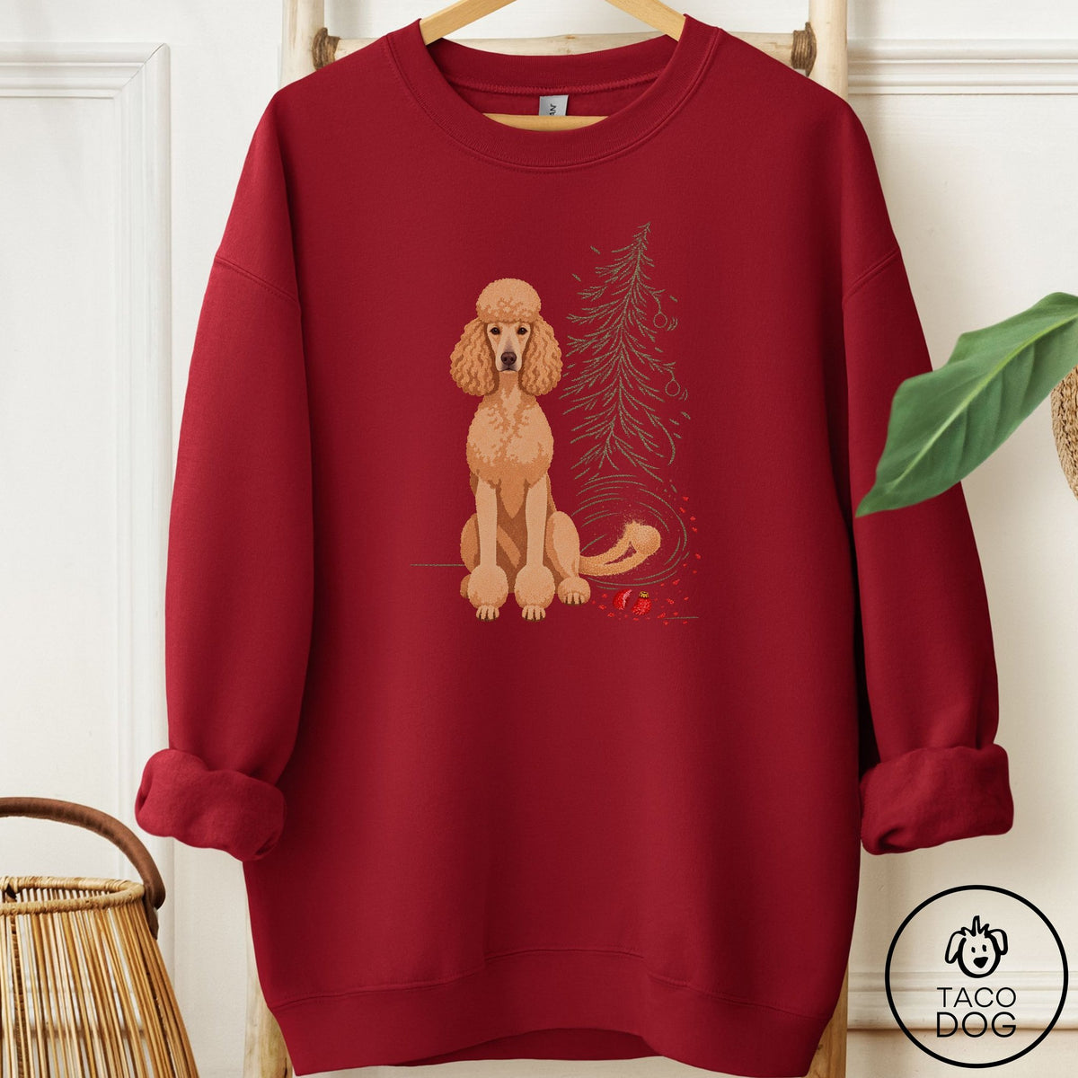 Poodle Christmas Joy Sweatshirt Garnet Taco-Dog