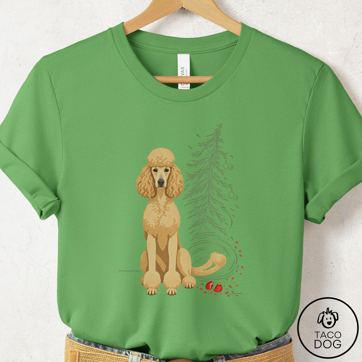 Poodle Christmas Joy T-Shirt Leaf Taco-Dog