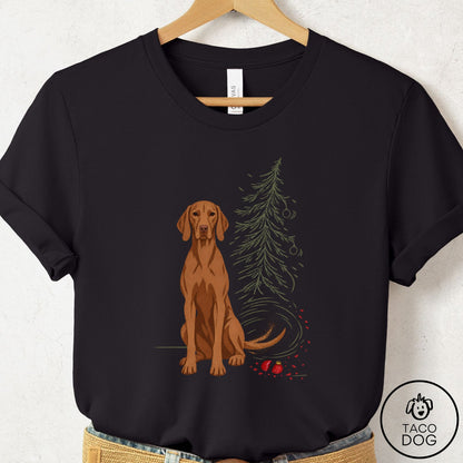 Vizsla Christmas Joy T-Shirt Black Taco-Dog