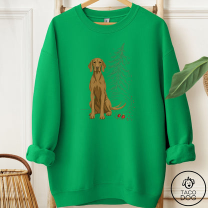 Vizsla Christmas Joy Sweatshirt Irish Green Taco-Dog