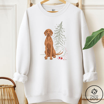 Vizsla Christmas Joy Sweatshirt White Taco-Dog