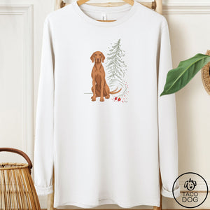Vizsla Christmas Joy Long Sleeve Tee White Taco-Dog