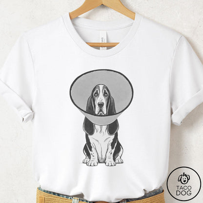 Basset Hound Cone T-Shirt White Taco-Dog