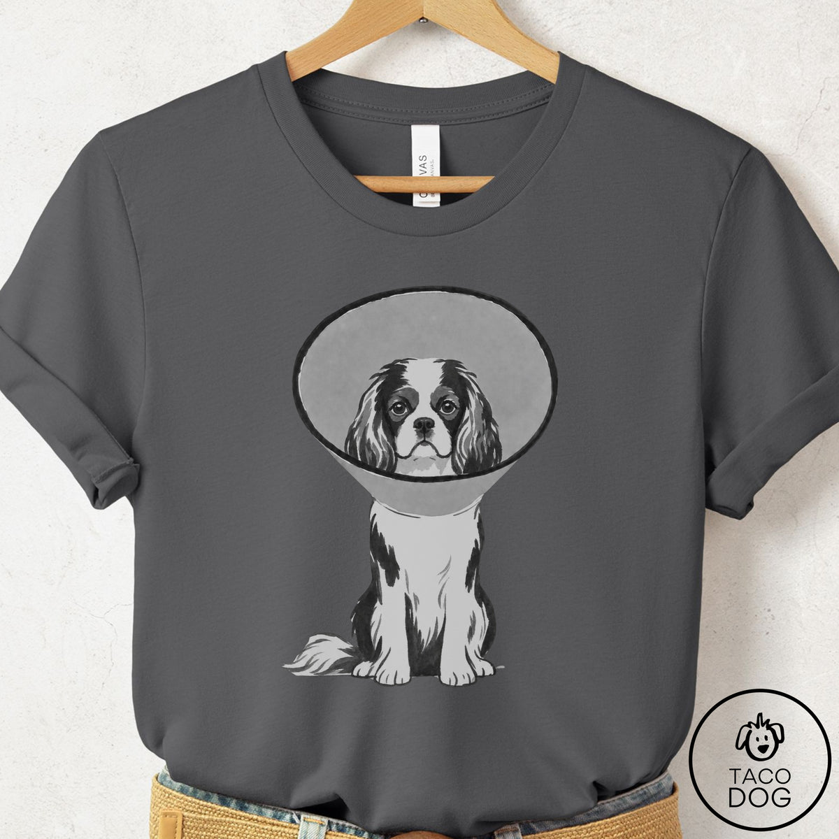 Cavalier King Charles Spaniel Cone T-Shirt, design close-up