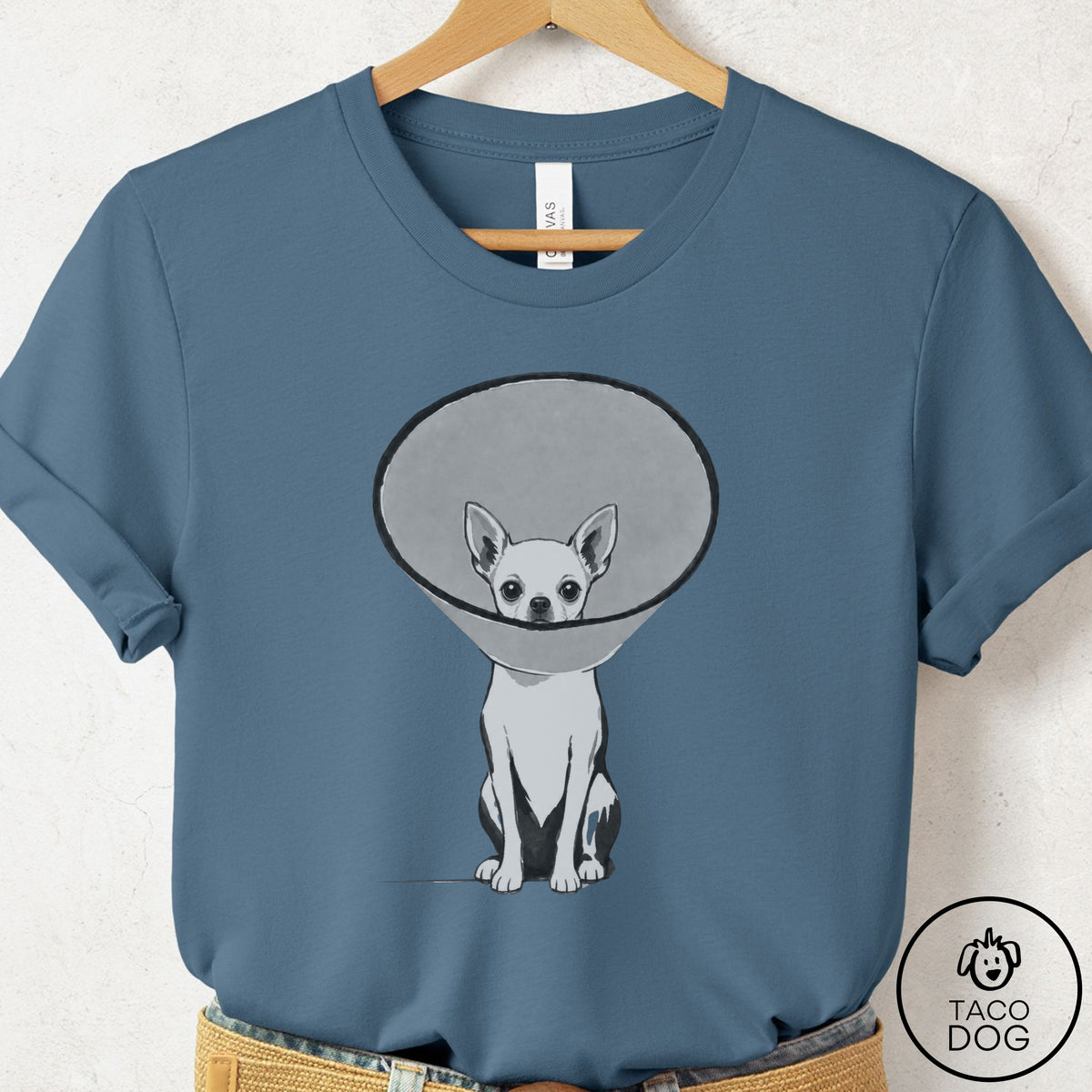 Chihuahua Cone T-Shirt Steel Blue Taco-Dog