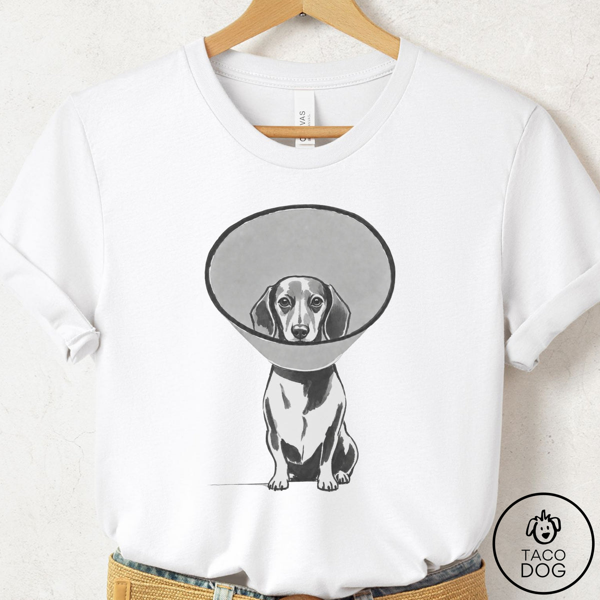 Dachshund Cone T-Shirt White Taco-Dog