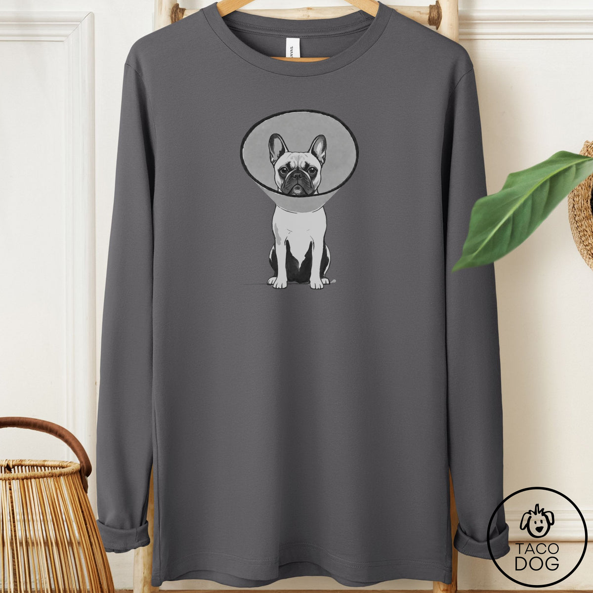 French Bulldog Frenchie Cone Long Sleeve Tee Asphalt Taco-Dog