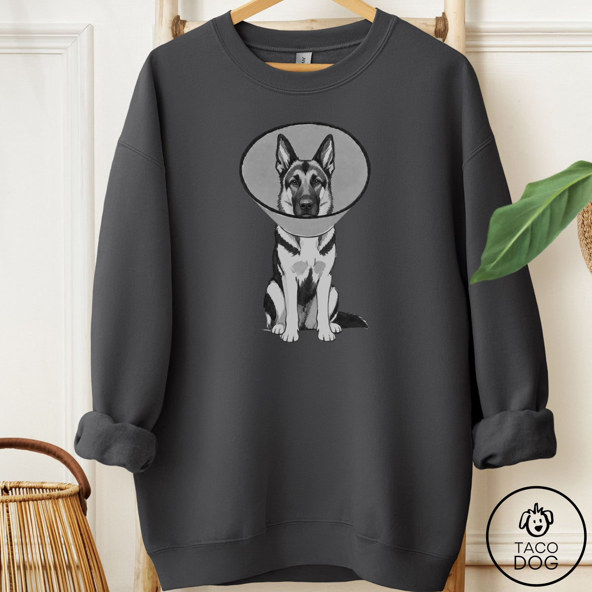 German Shepherd Cone Sweatshirt Charcoal Taco-Dog
