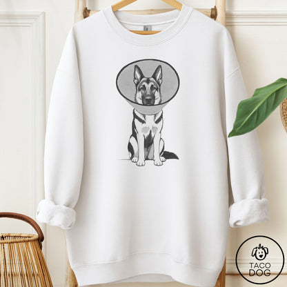 German Shepherd Cone Sweatshirt White Taco-Dog