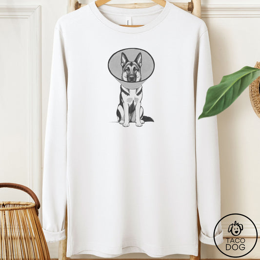 German Shepherd Cone Long Sleeve Tee White Taco-Dog