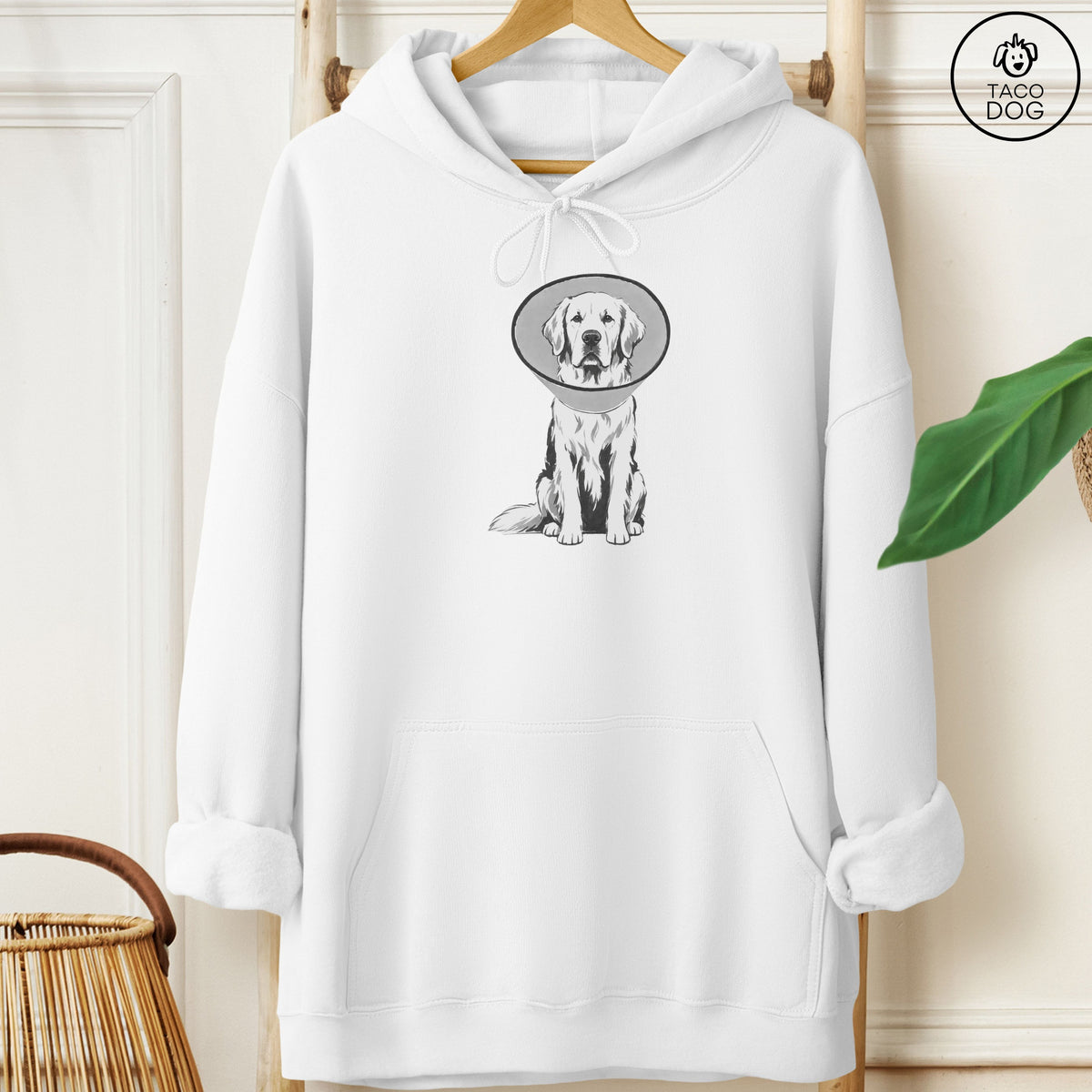 Golden Retriever Cone Hoodie White Taco-Dog