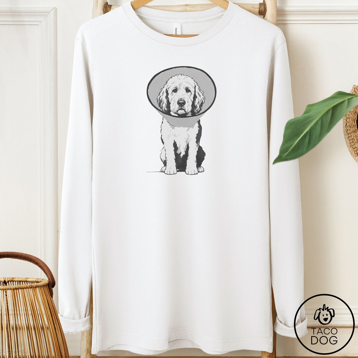 Doodle Cone Long Sleeve Tee White Taco-Dog