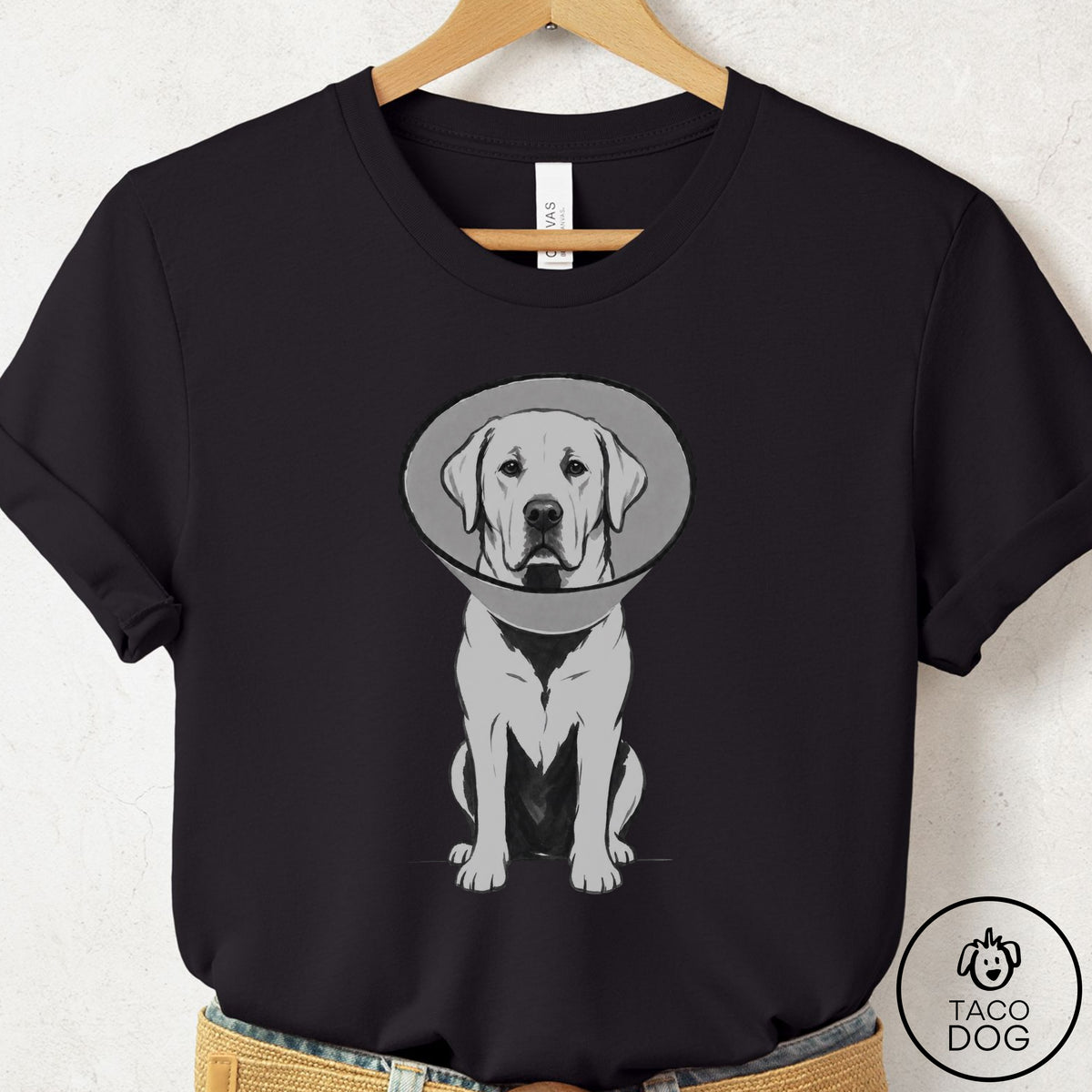 Labrador Retriever Cone T-Shirt Black Taco-Dog