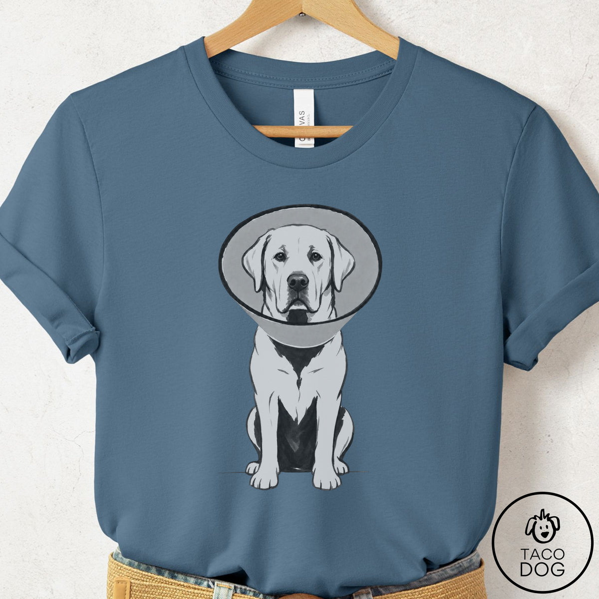 Labrador Retriever Cone T-Shirt Steel Blue Taco-Dog