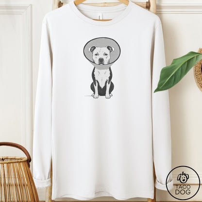 Pitbull Cone Long Sleeve Tee White Taco-Dog