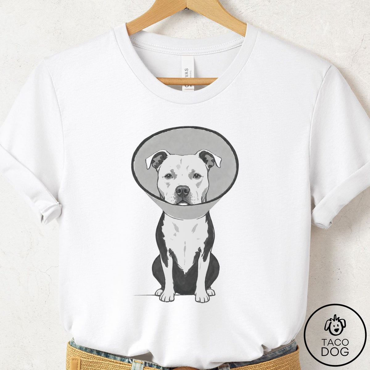 Pitbull Cone T-Shirt White Taco-Dog