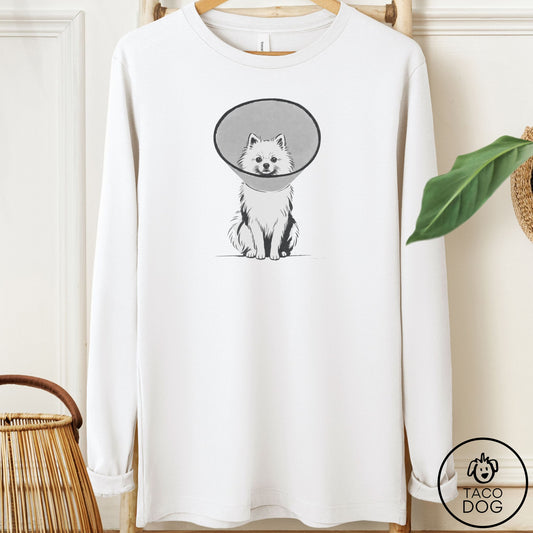 Pomeranian Cone Long Sleeve Tee White Taco-Dog