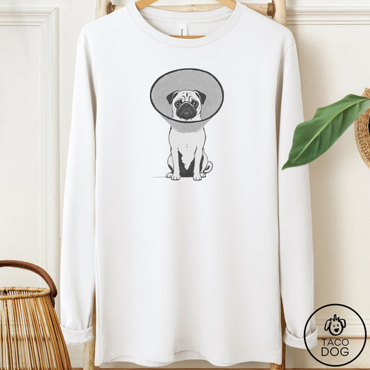 Pug Cone Long Sleeve Tee White Taco-Dog