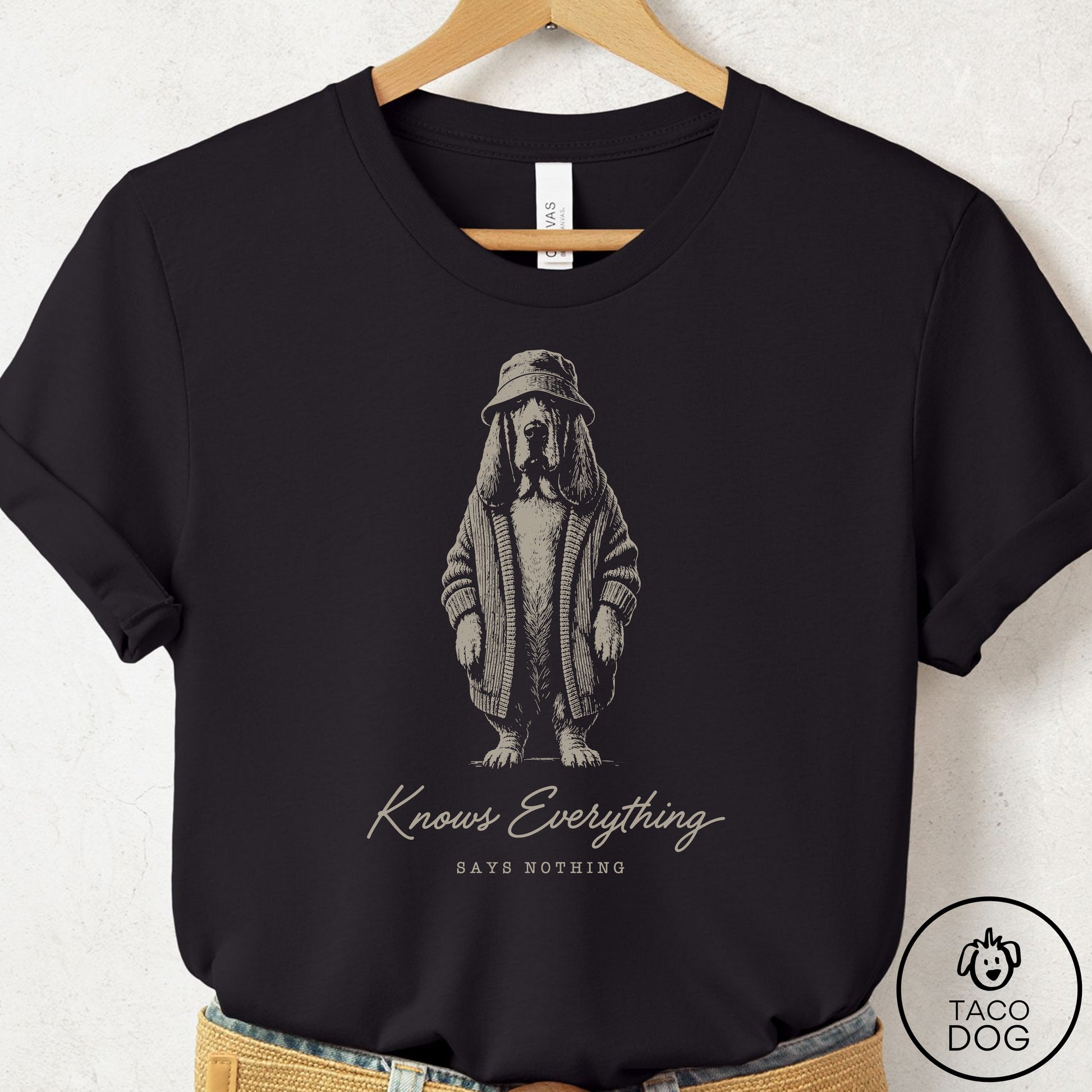Basset Hound Cool T-Shirt Black Taco-Dog