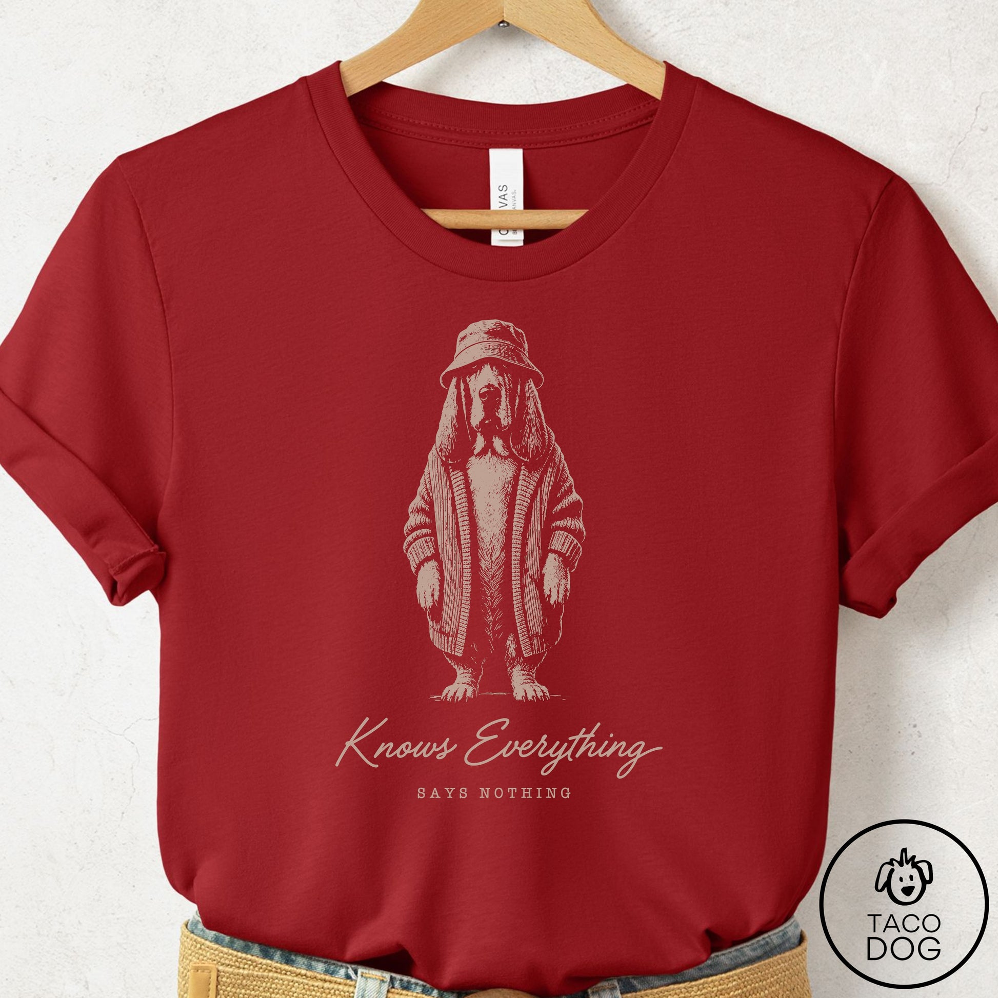 Basset Hound Cool T-Shirt Canvas Red Taco-Dog