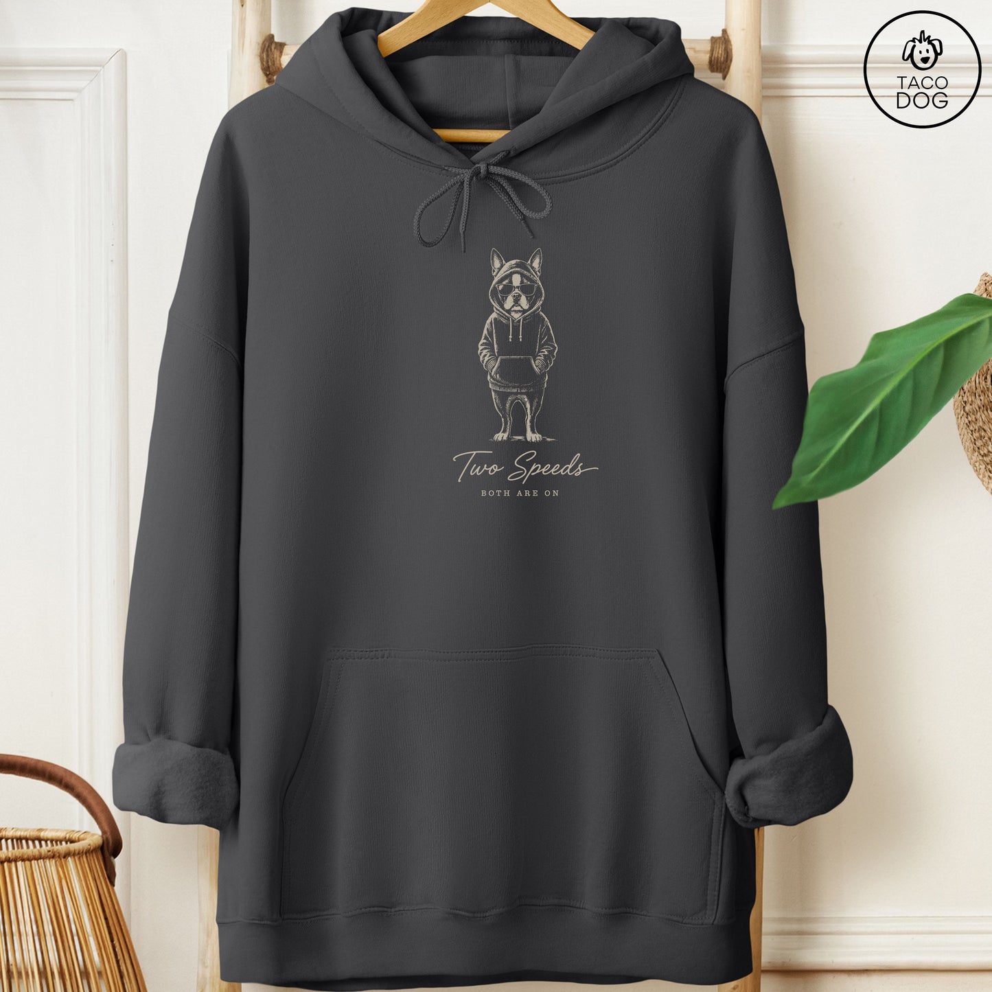 Boston Terrier Cool Hoodie Charcoal Taco-Dog