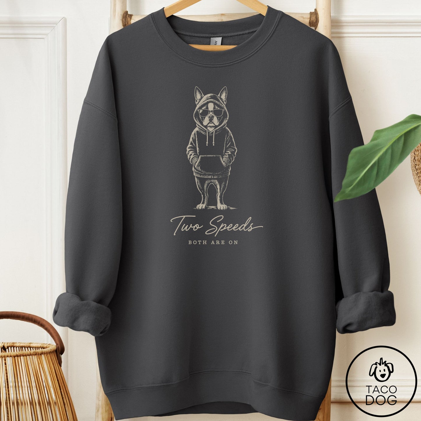 Boston Terrier Cool Sweatshirt Charcoal Taco-Dog