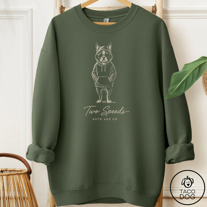 Boston Terrier Cool Sweatshirt Military Green Taco-Dog