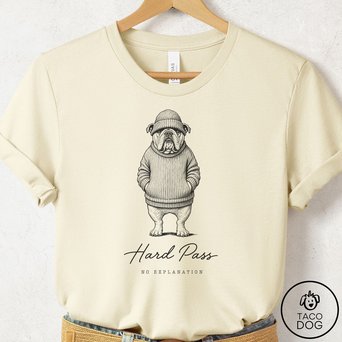 English Bulldog Cool T-Shirt Natural Taco-Dog