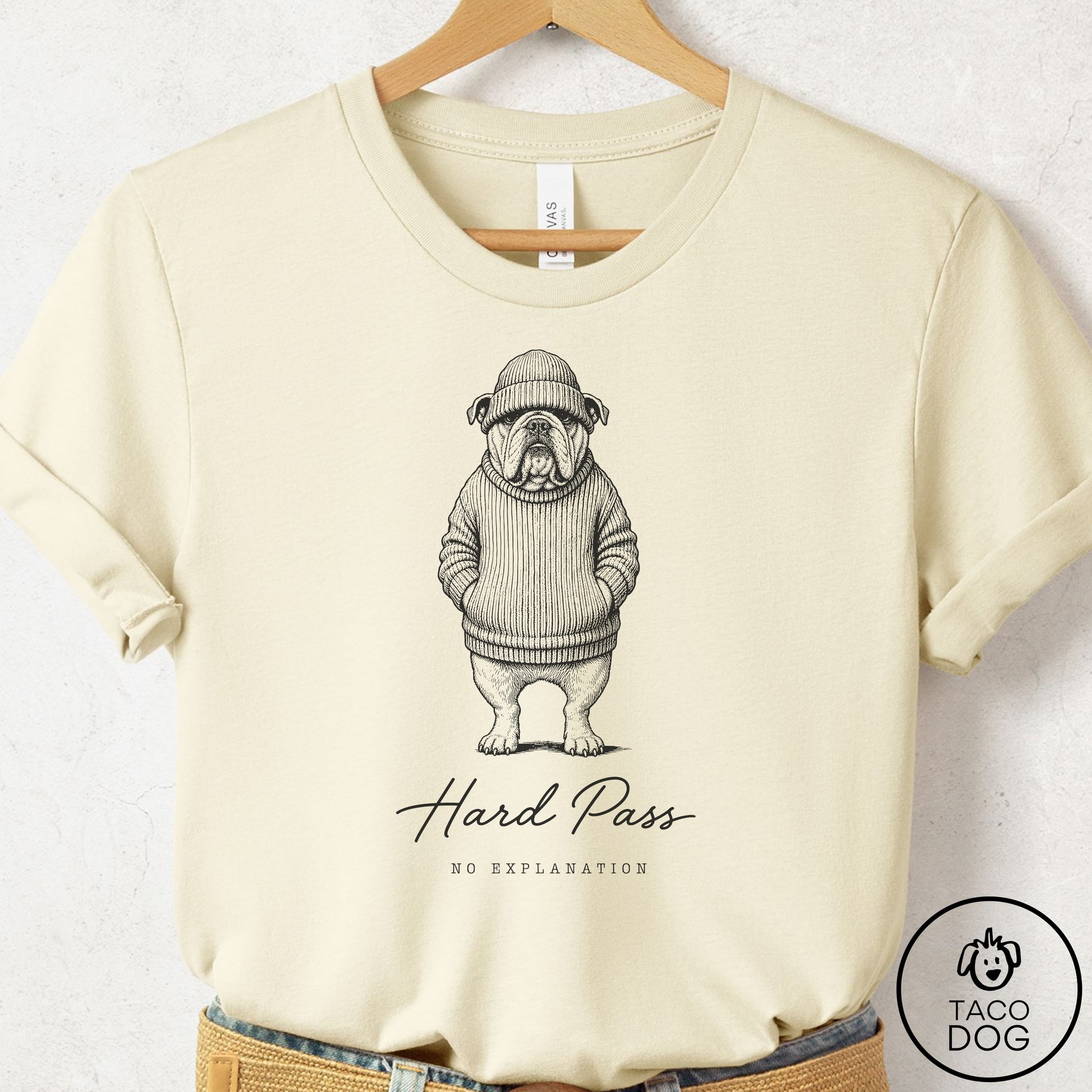English Bulldog Cool T-Shirt Natural Taco-Dog