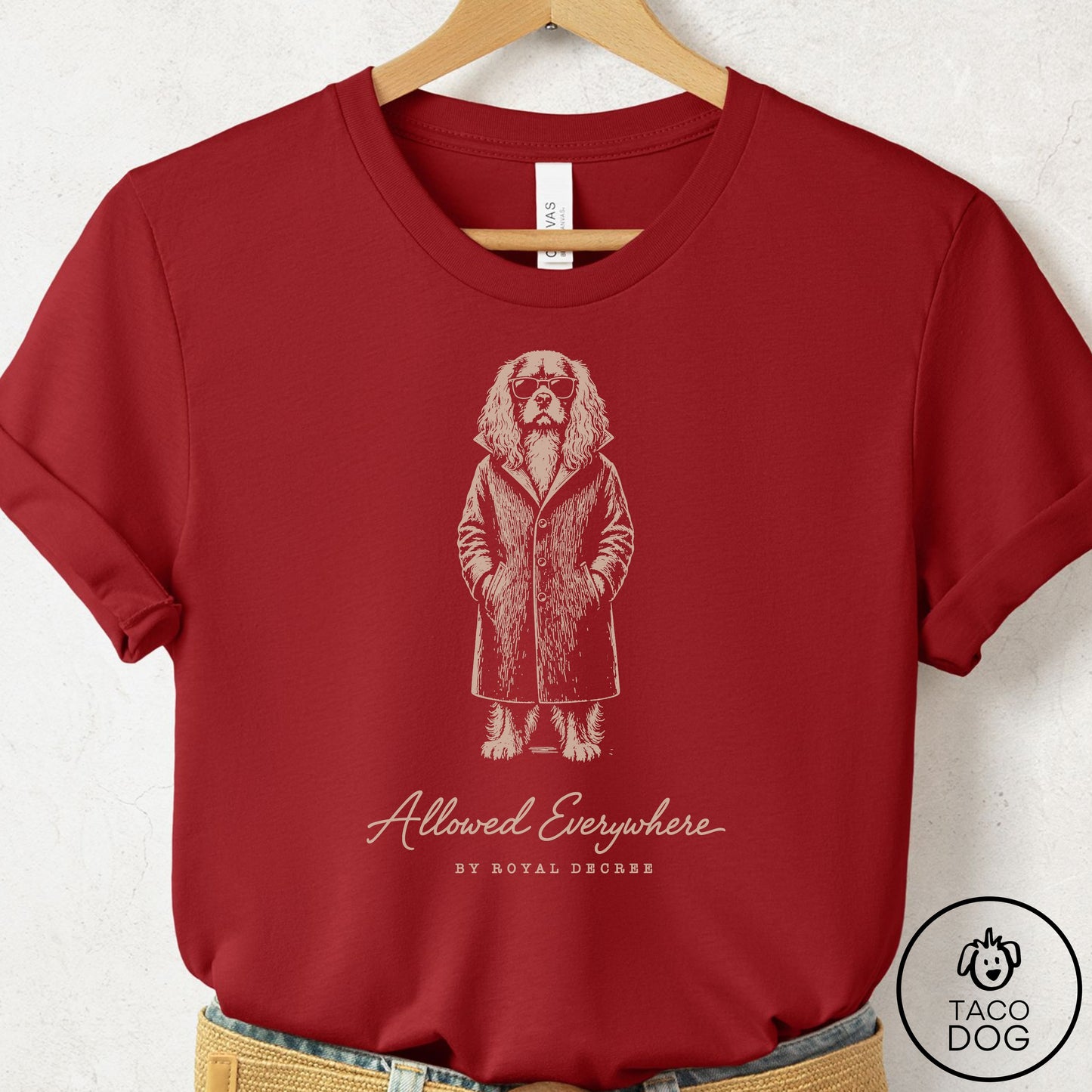 Cavalier King Charles Spaniel Cool T-Shirt Canvas Red Taco-Dog