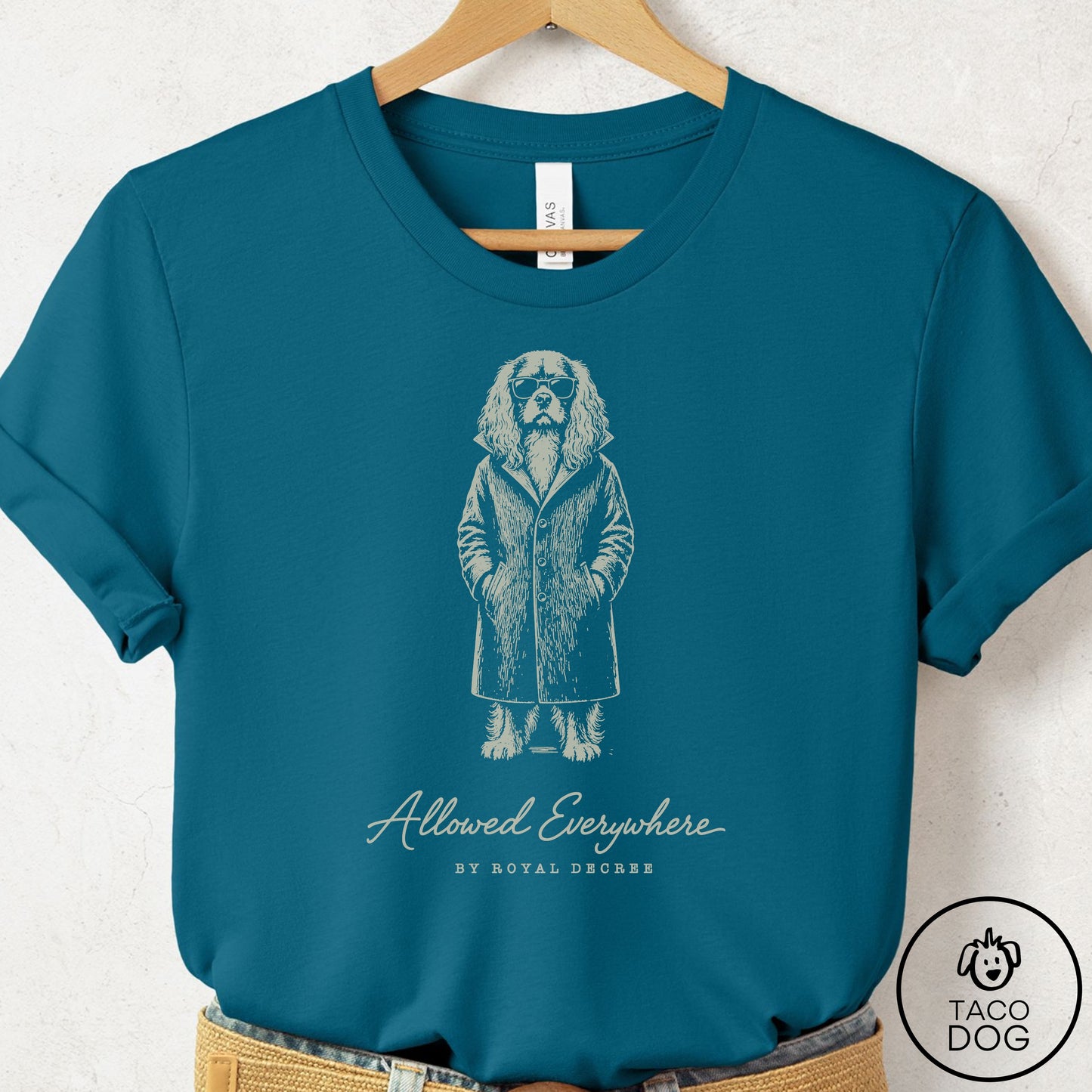 Cavalier King Charles Spaniel Cool T-Shirt Deep Teal Taco-Dog