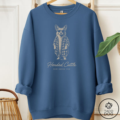 Corgi Cool Sweatshirt Indigo Blue Taco-Dog