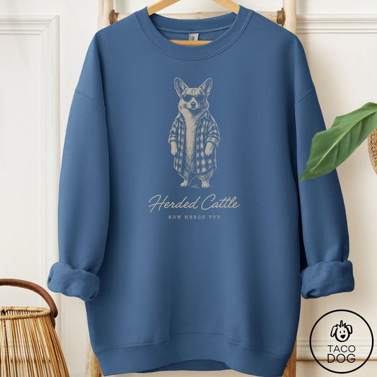Corgi Cool Sweatshirt Indigo Blue Taco-Dog