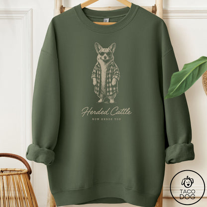 Corgi Cool Sweatshirt Military Green Taco-Dog