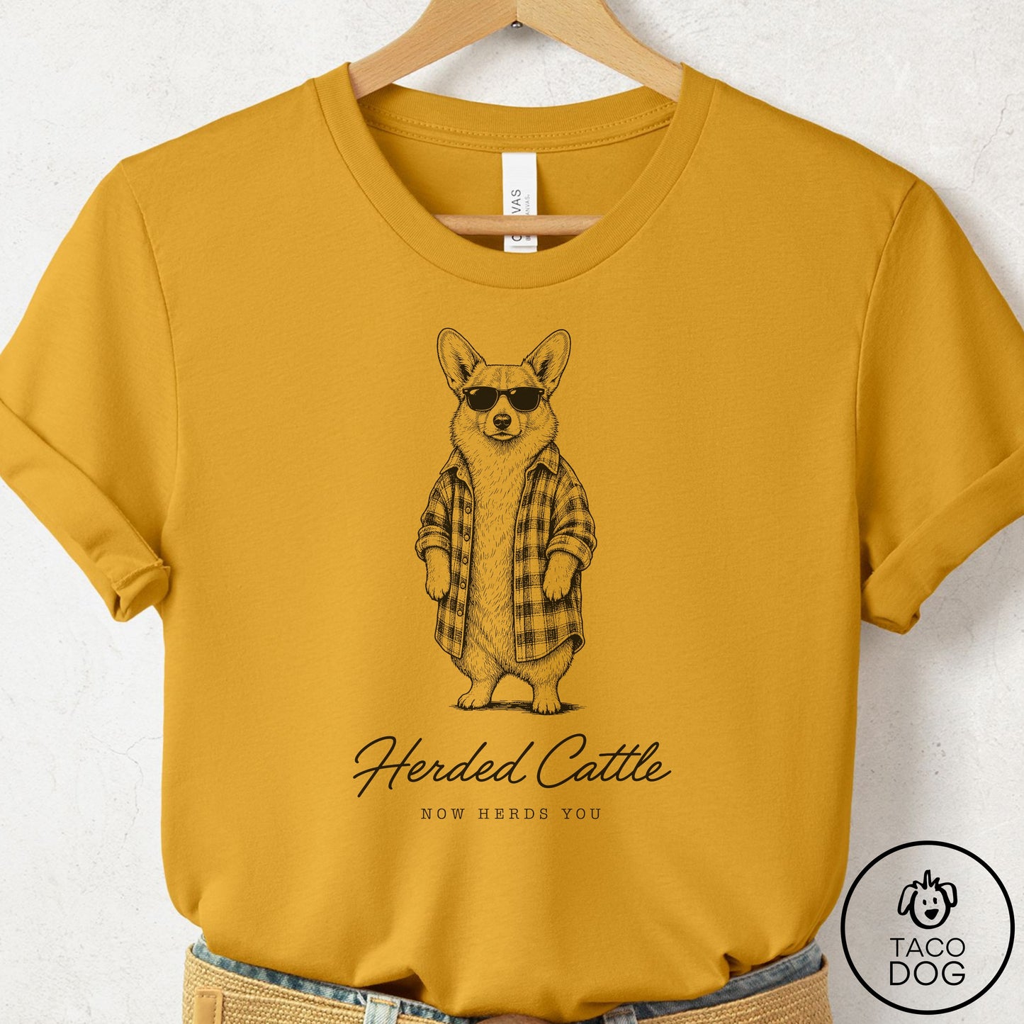 Corgi Cool T-Shirt Mustard Taco-Dog
