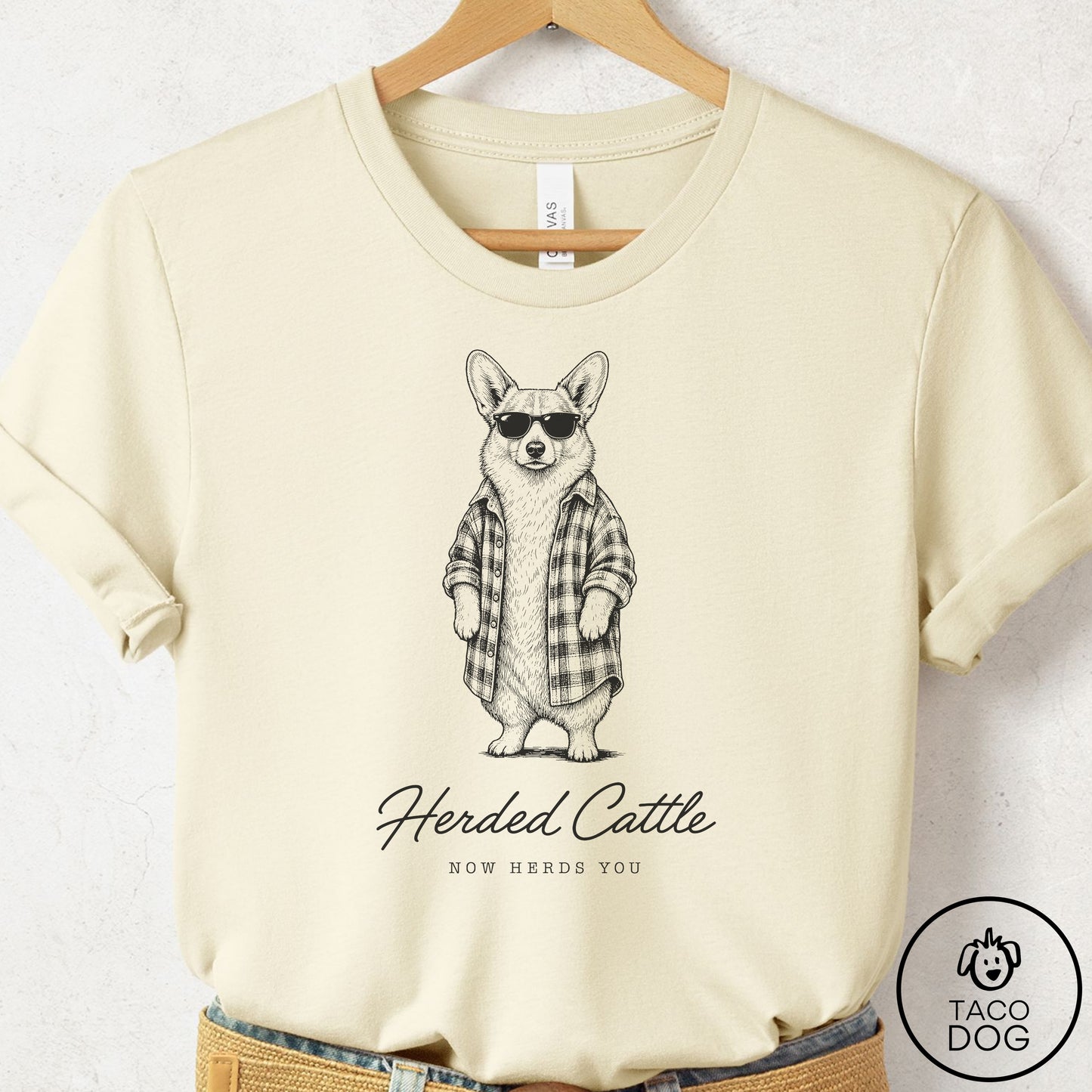 Corgi Cool T-Shirt Natural Taco-Dog