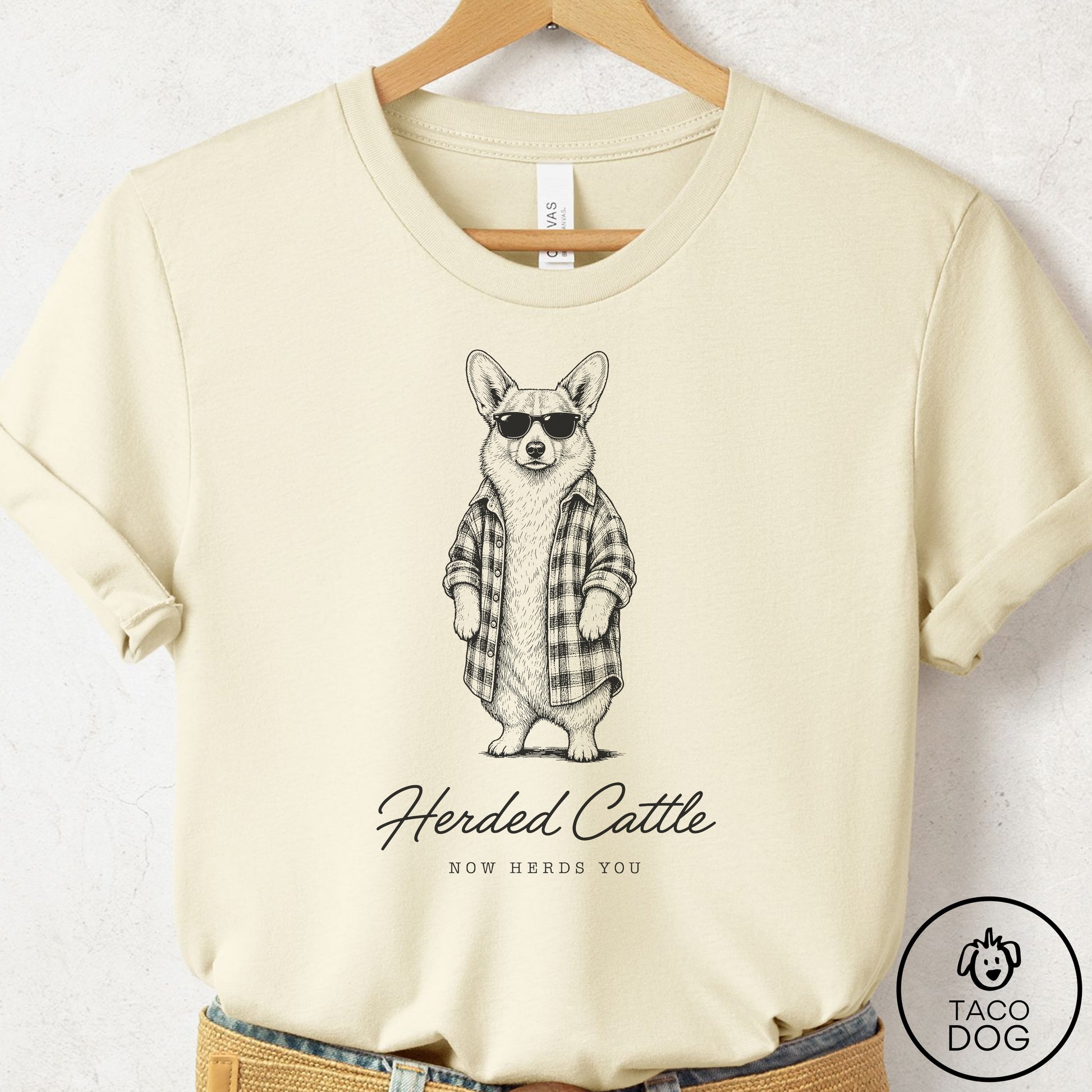 Corgi Cool T-Shirt Natural Taco-Dog