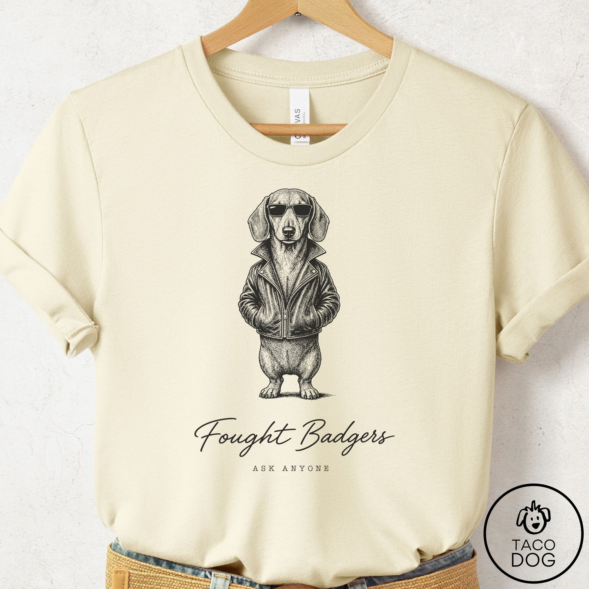 Dachshund Cool T-Shirt Natural Taco-Dog