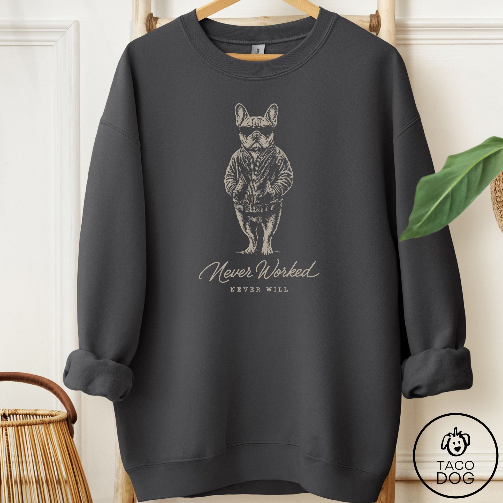 French Bulldog Frenchie Cool Sweatshirt Charcoal Taco-Dog