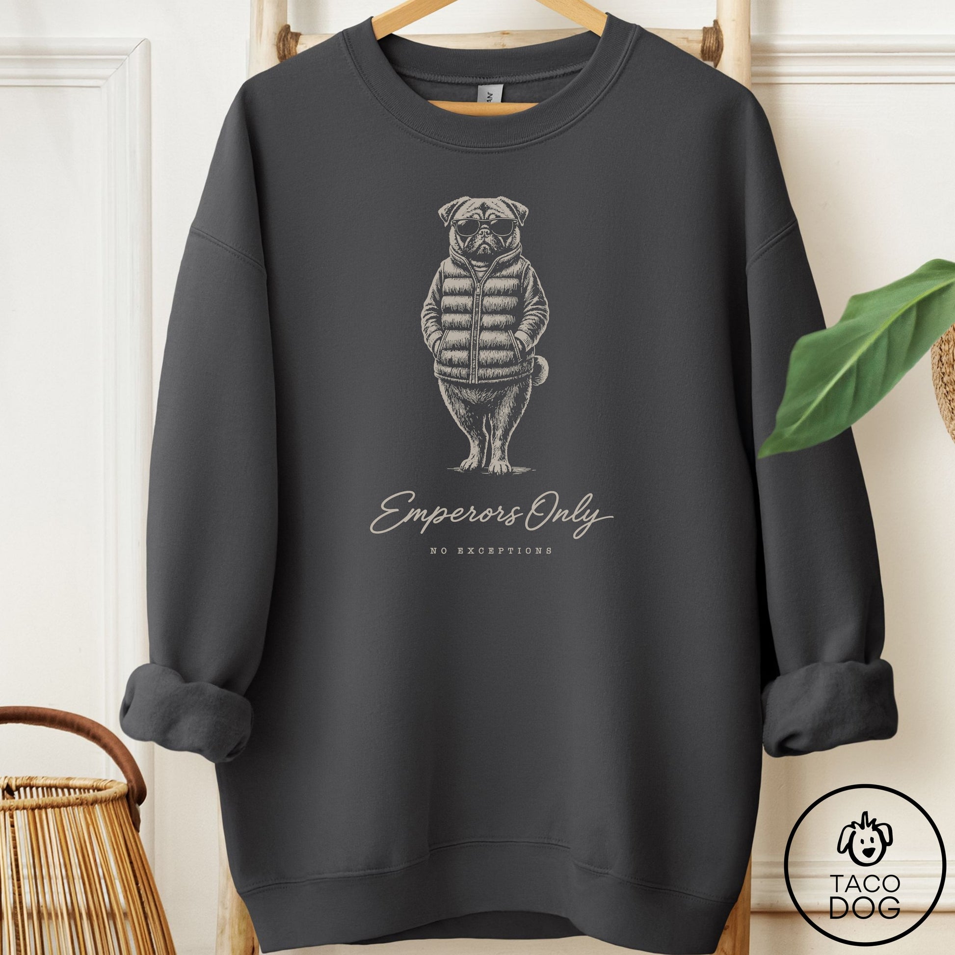 Pug Cool Sweatshirt Charcoal Taco-Dog