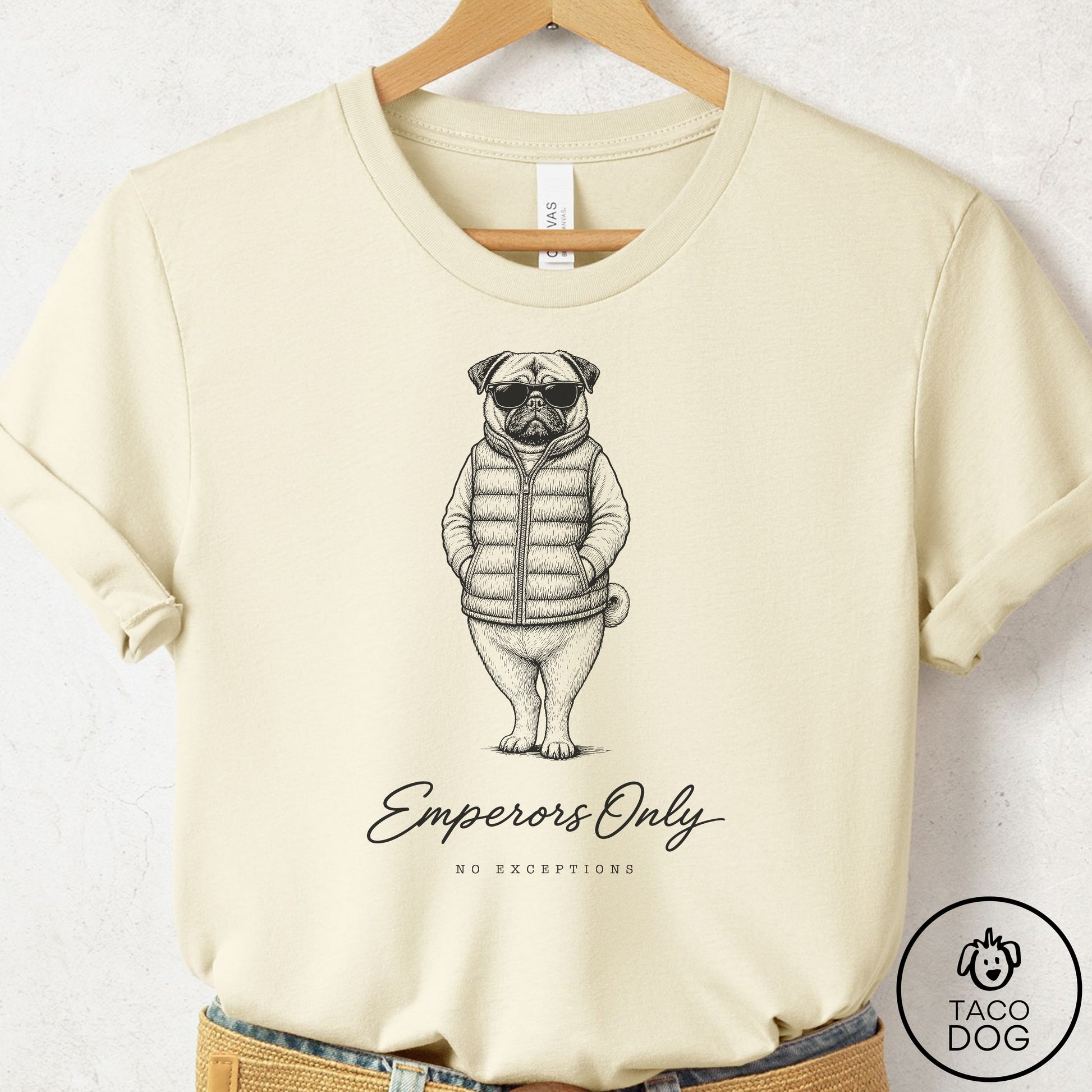Pug Cool T-Shirt Natural Taco-Dog