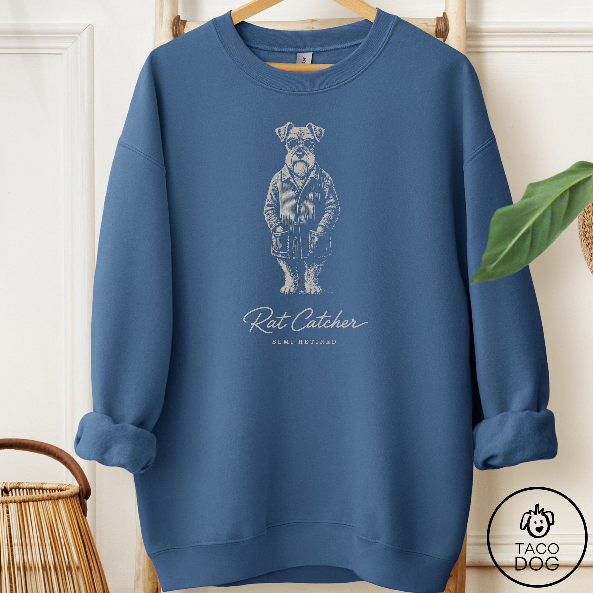 Schnauzer Cool Sweatshirt Indigo Blue Taco-Dog