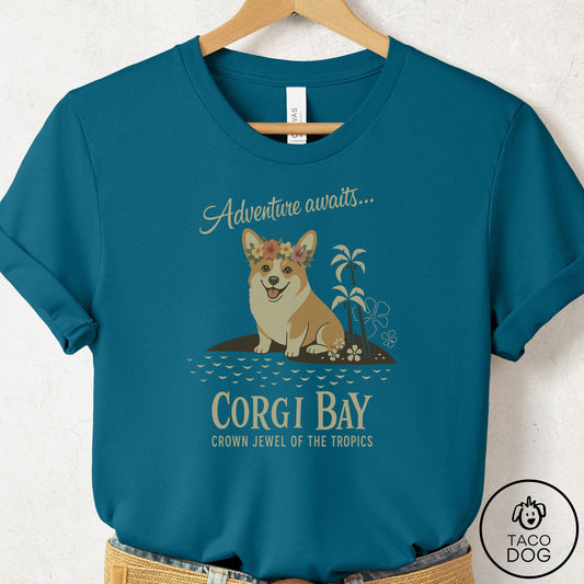 Corgi Bay T-Shirt Deep Teal Taco-Dog