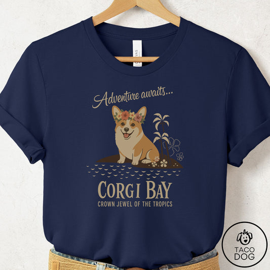 Corgi Bay T-Shirt Navy Taco-Dog