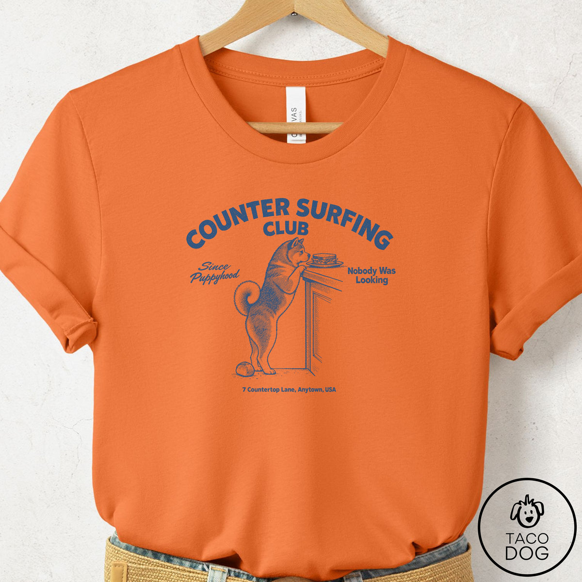 Akita Counter Surfing Club T-Shirt Burnt Orange S Taco-Dog