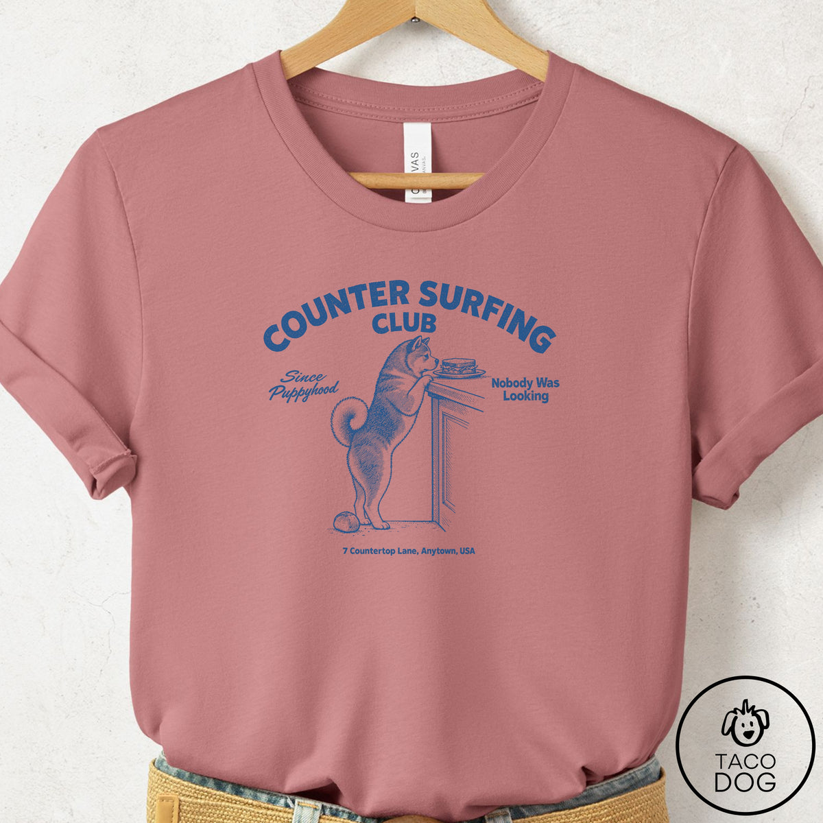 Akita Counter Surfing Club T-Shirt Mauve S Taco-Dog