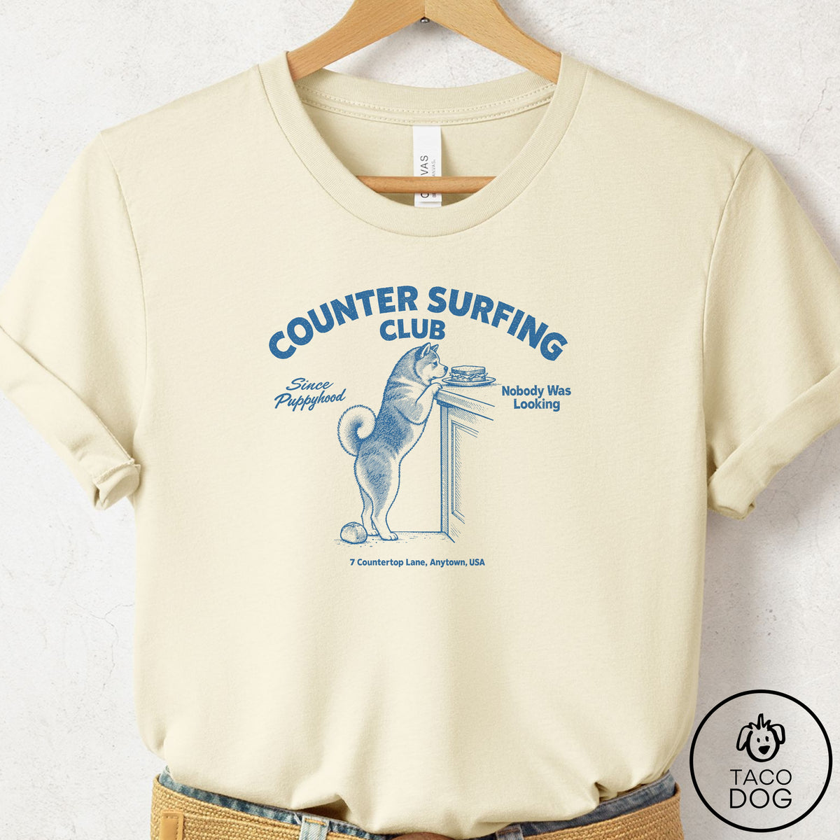 Akita Counter Surfing Club T-Shirt Natural S Taco-Dog