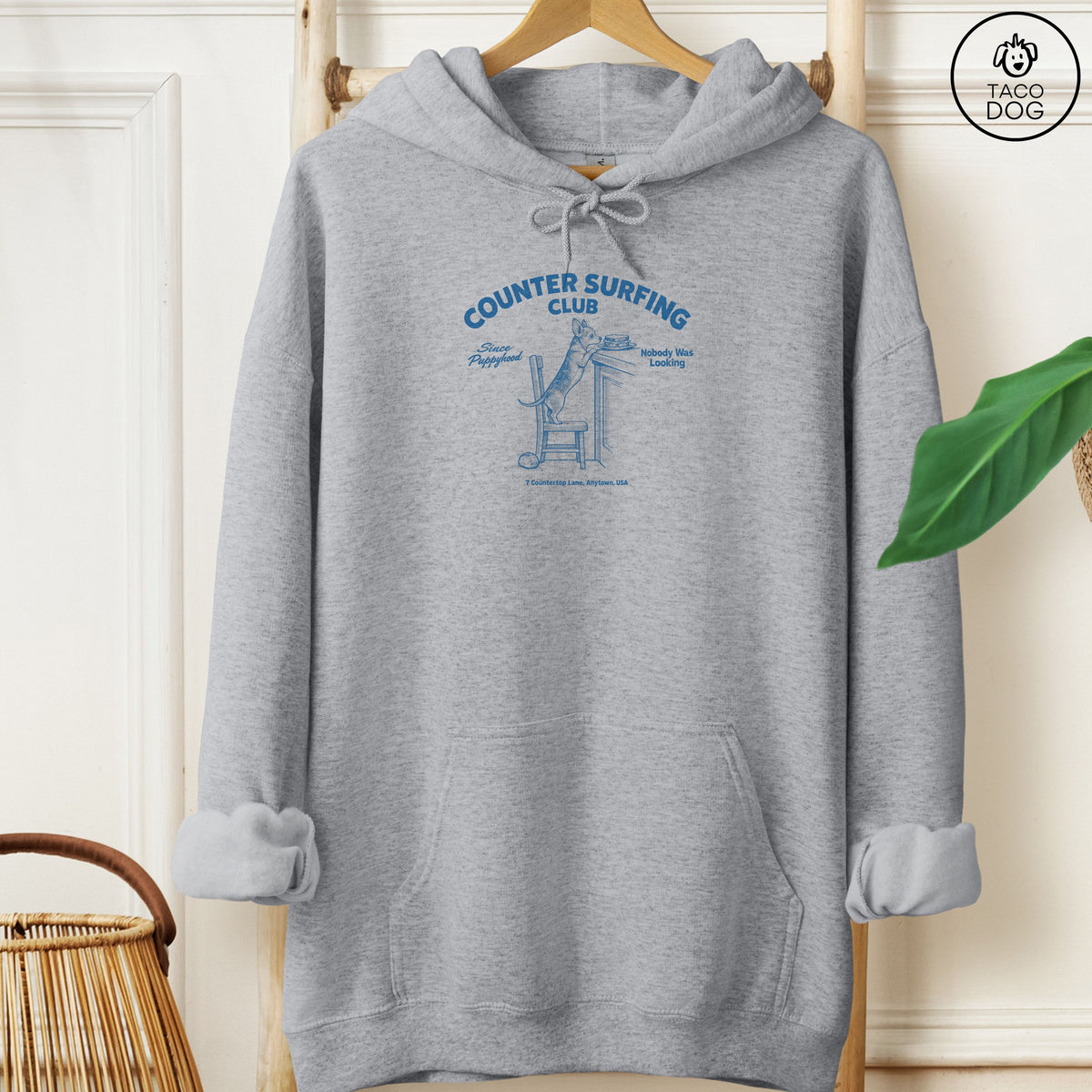 Chiweenie Counter Surfing Club Hoodie Graphite Heather Taco-Dog